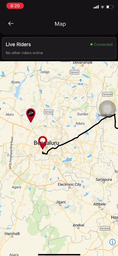 Actual DOTwe tracking app screen