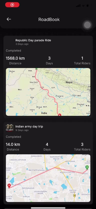 DOTwe roadbook real app screenshot