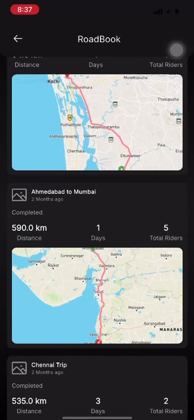 DOTwe roadbook real app screenshot